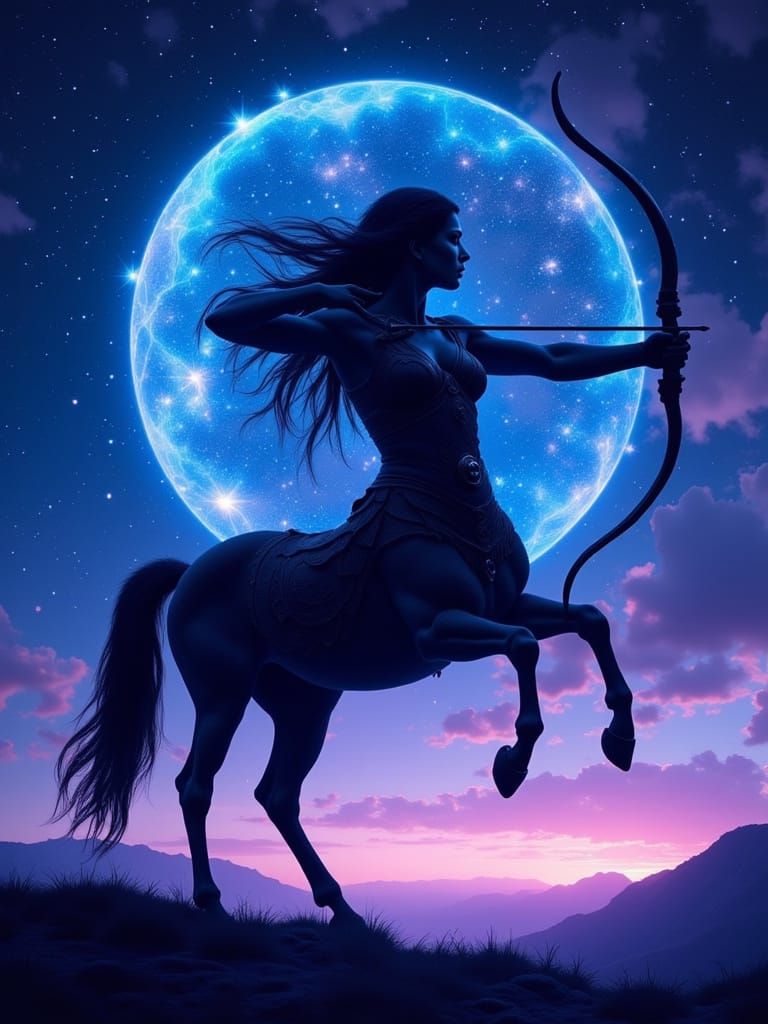 Sagittarius Centaur Huntress Cosmic Astral Illustration