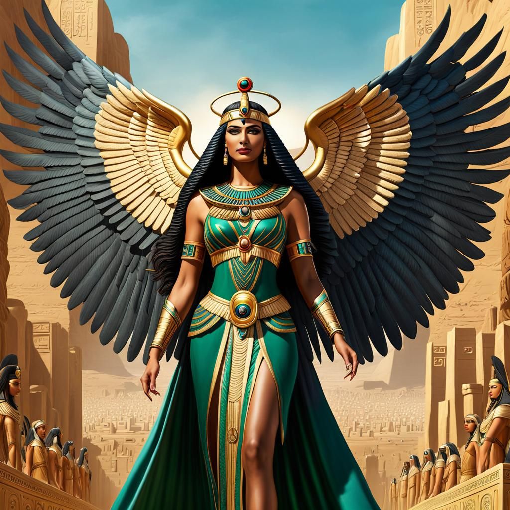 Egyptian Goddess Isis with Angel Wings