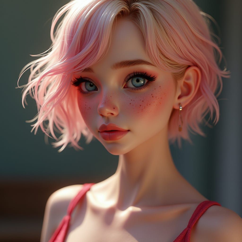 Ethereal 20s Portrait: Pixie Hair, Sparkling Eyes