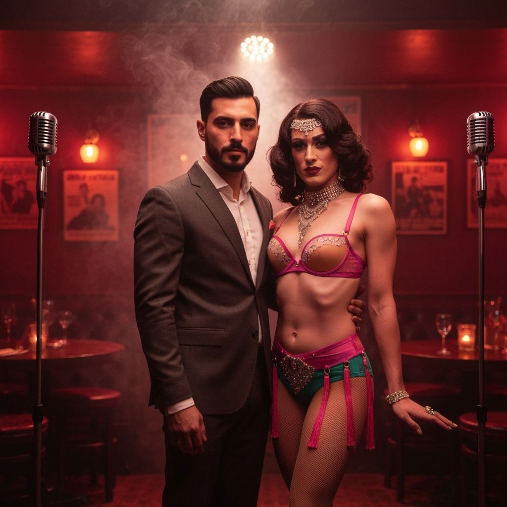 Androgynous Figure in Speakeasy, Burlesque Style