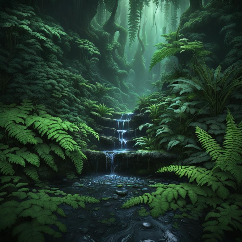 Calming Rainforest Stream in Detailed Matte Painting