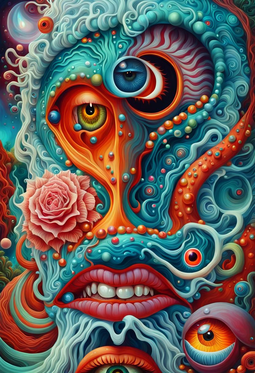 Surreal Ayahuasca Dreamland Digital Oil Painting
