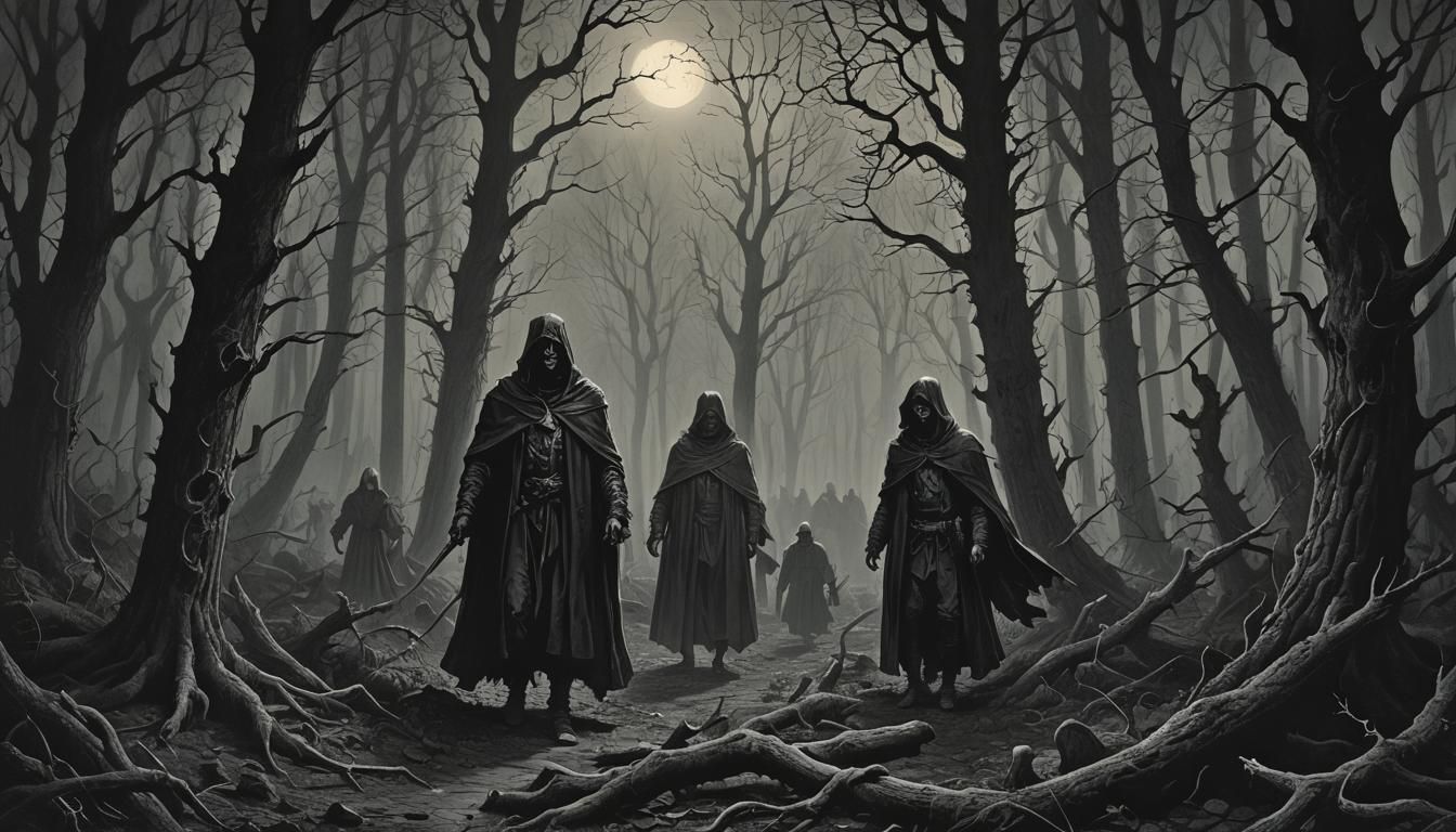 Eerie Night Walk Through Dark Forest