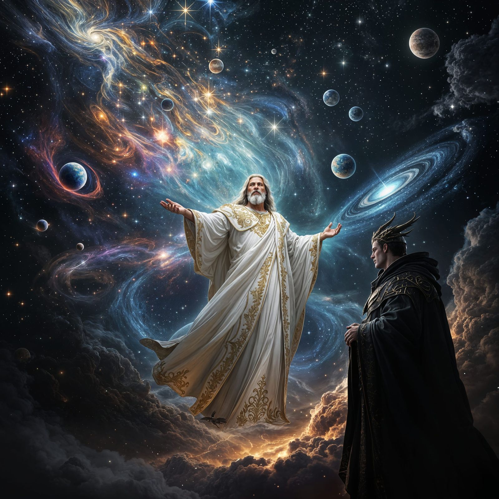 Hyperrealistic Digital Art of God Creating the Universe with...
