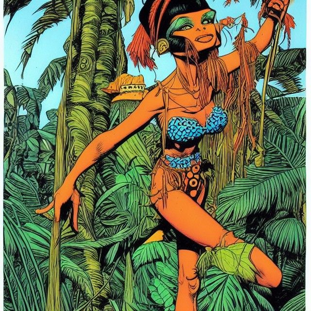 Jungle Woman in Comix Art Style