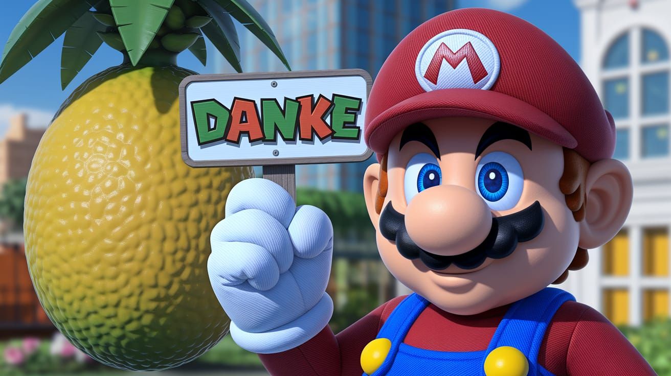 Mario Portrait in Traditional Japanese Style with Bright Tro...