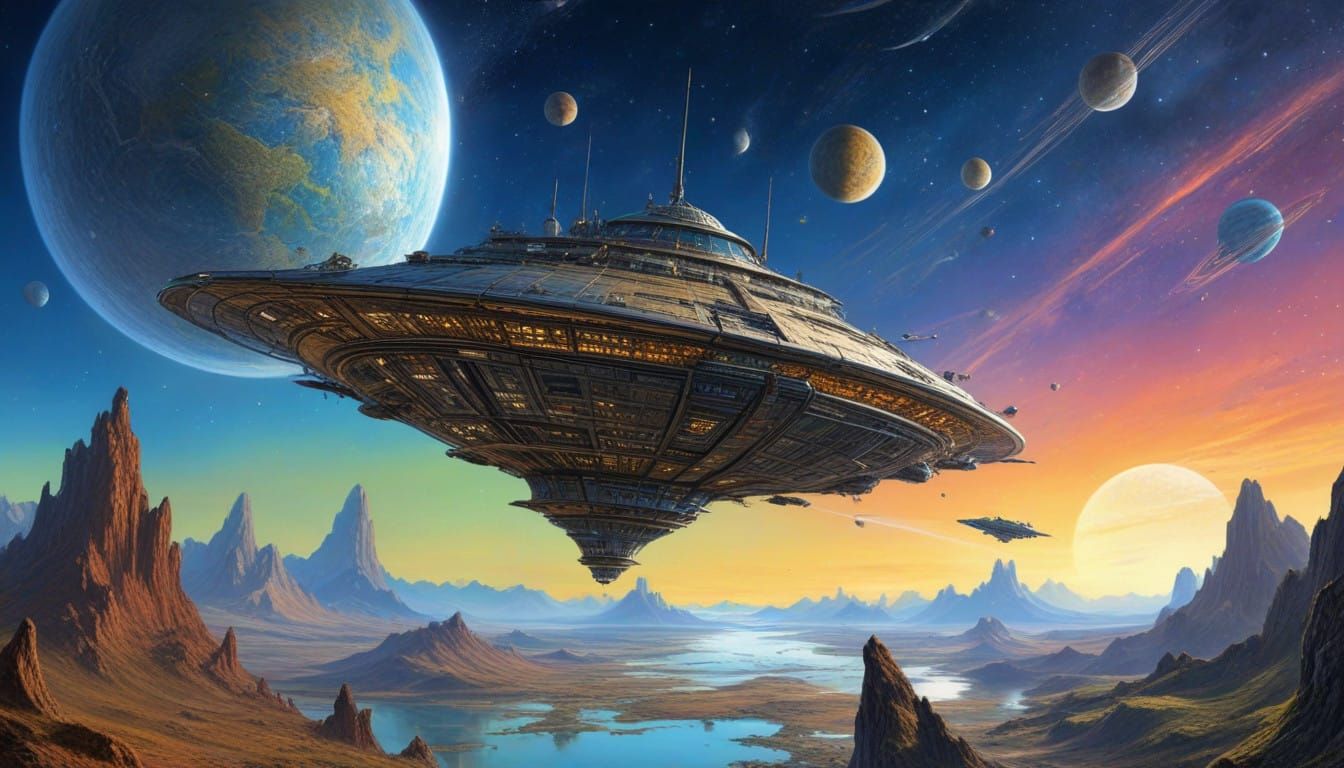 Cosmic Odyssey in Cyberpunk Futurism