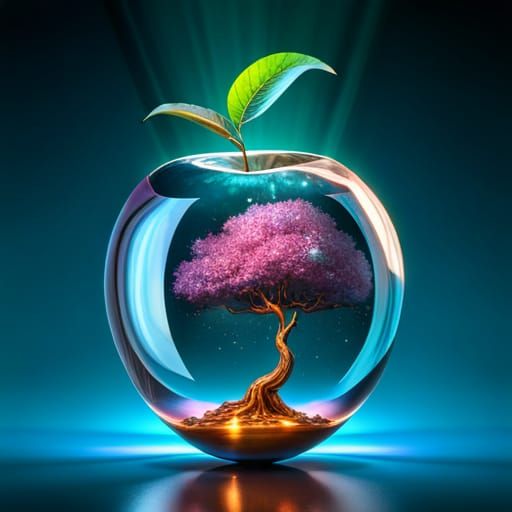 Apple Figurine with Cloud Hurricane, Art Nouveau Style