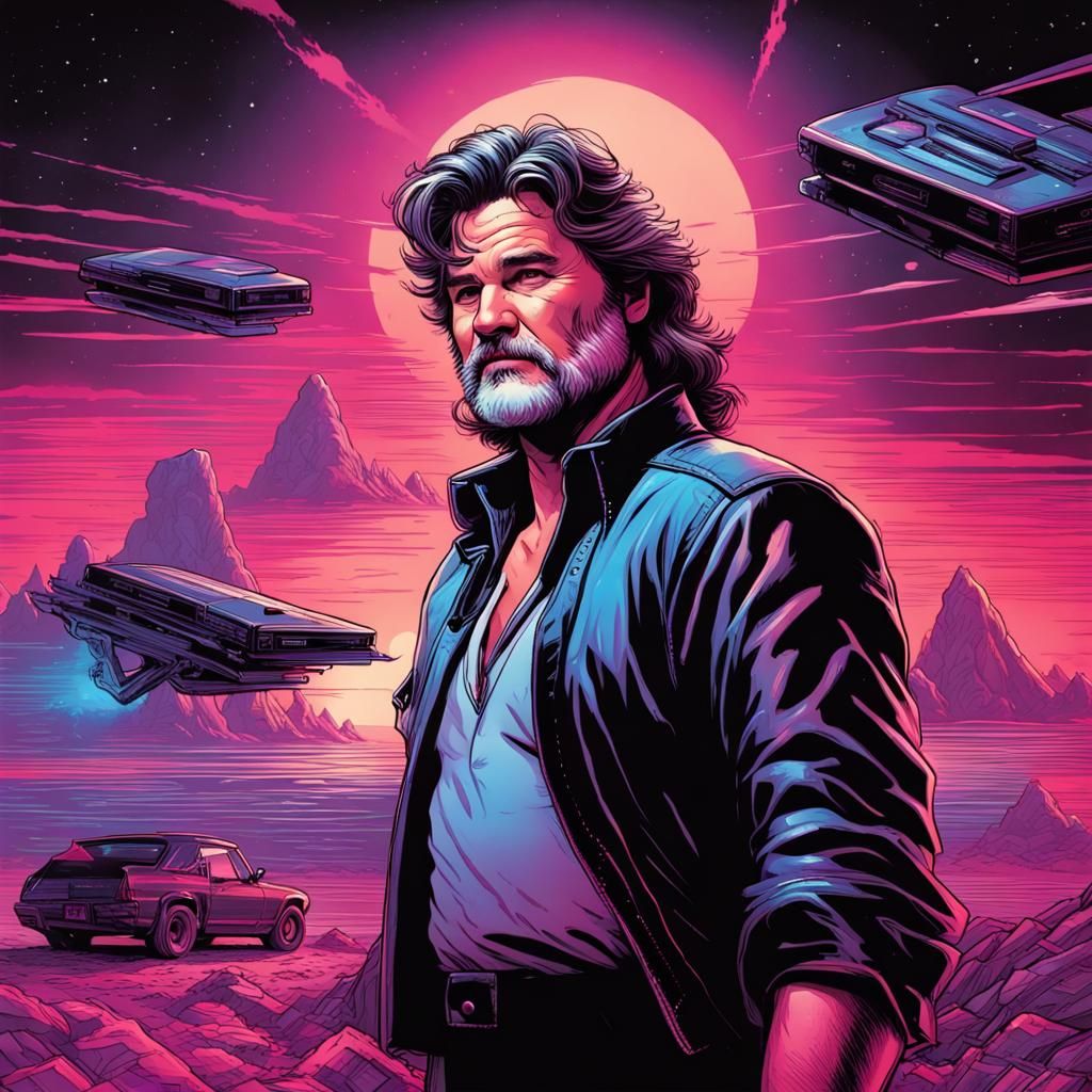 Kurt Russell in Synthwave Comic Book Art
