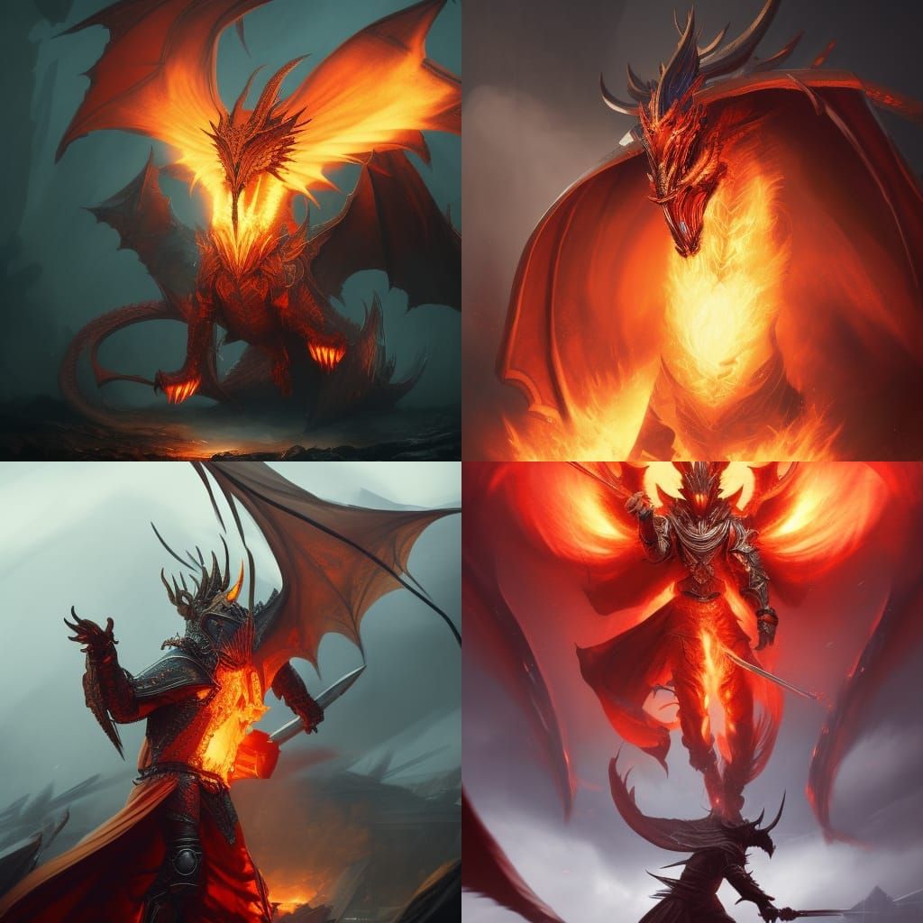 Dragon Knight in Dark Fantasy Battle