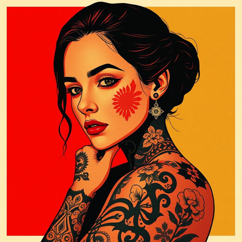 Bauhaus Tattoo Portrait in Pop Art Style