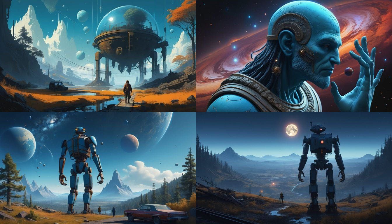 Divine Spacebeing Radiates Aura Amidst Celestial Wonders