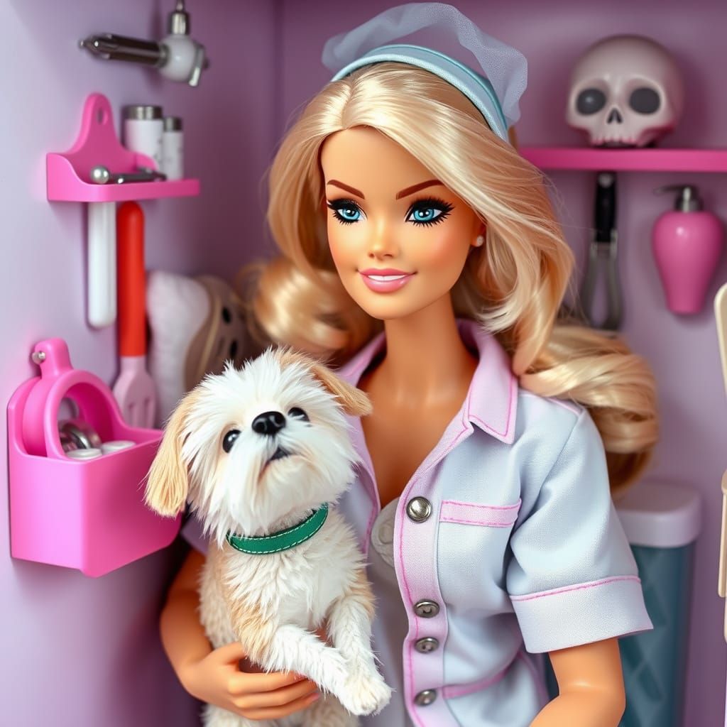 Life-Size Barbie Dog Groomer in Doll Box