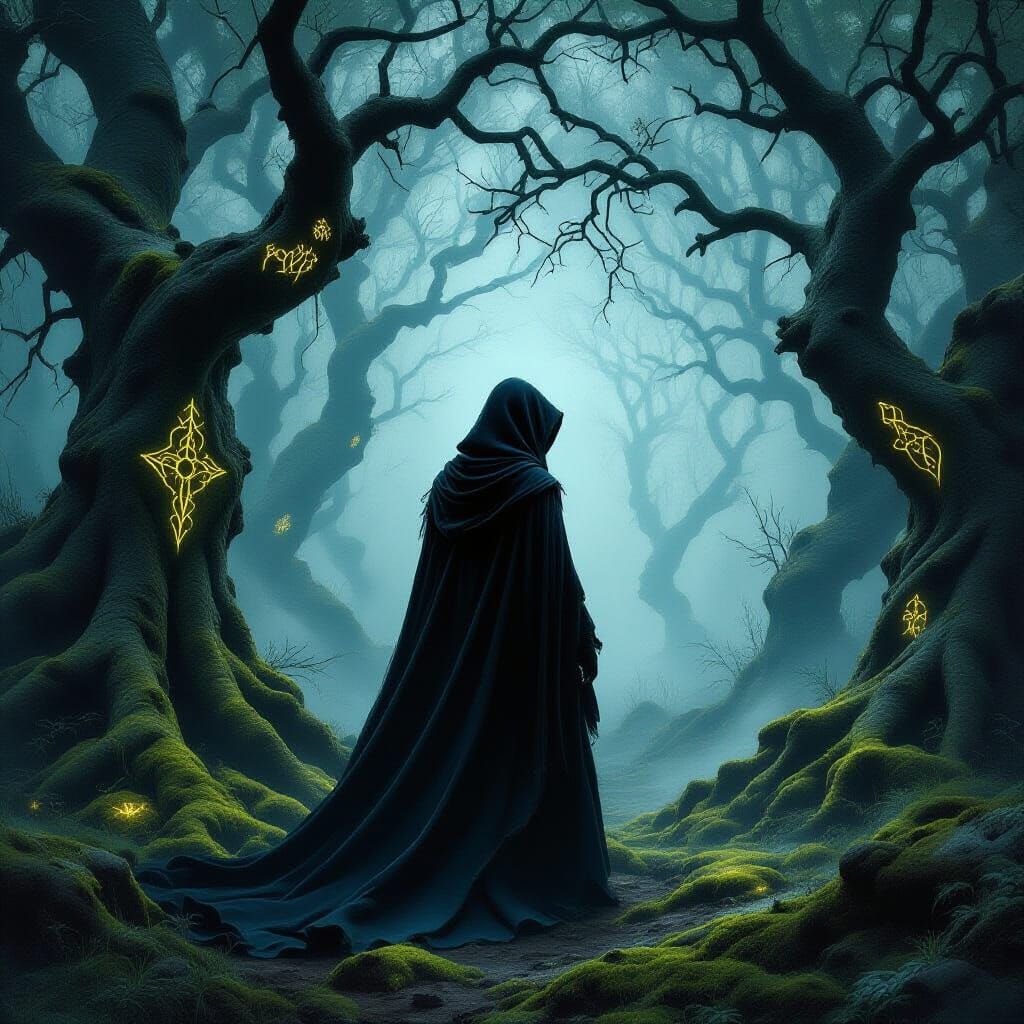 Solitary Witch in Enchanted Forest