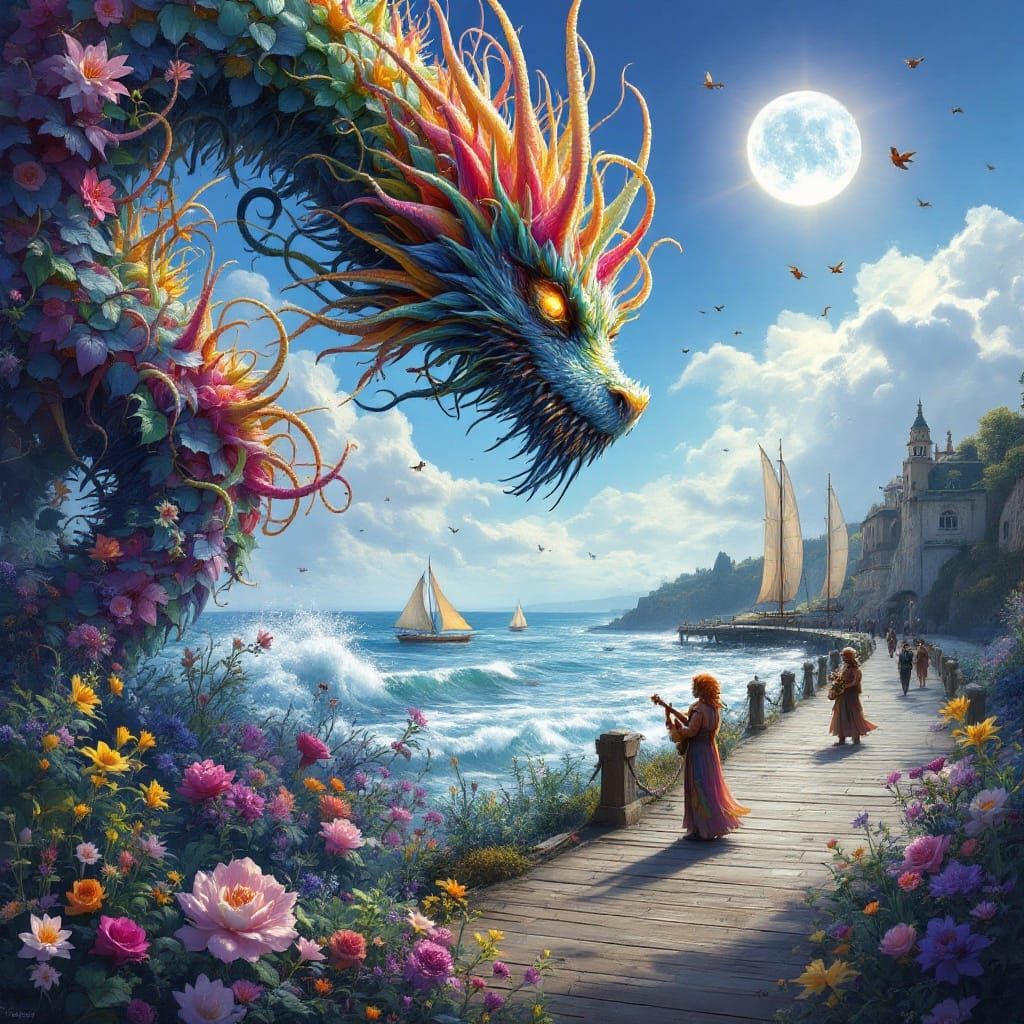 <lora:Intricacy Vibe:1.0> <lora:AmongTheDark:1.0> Stunning VIVID Seaside Landscape FANTASY CATERPILLAR DRAGON MONSTER CL...