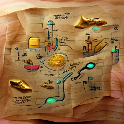 Futuristic Treasure Map with Holographic Markers