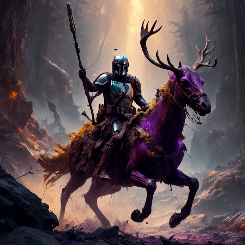 Grogu and Mandalorian Ride a Wendigo