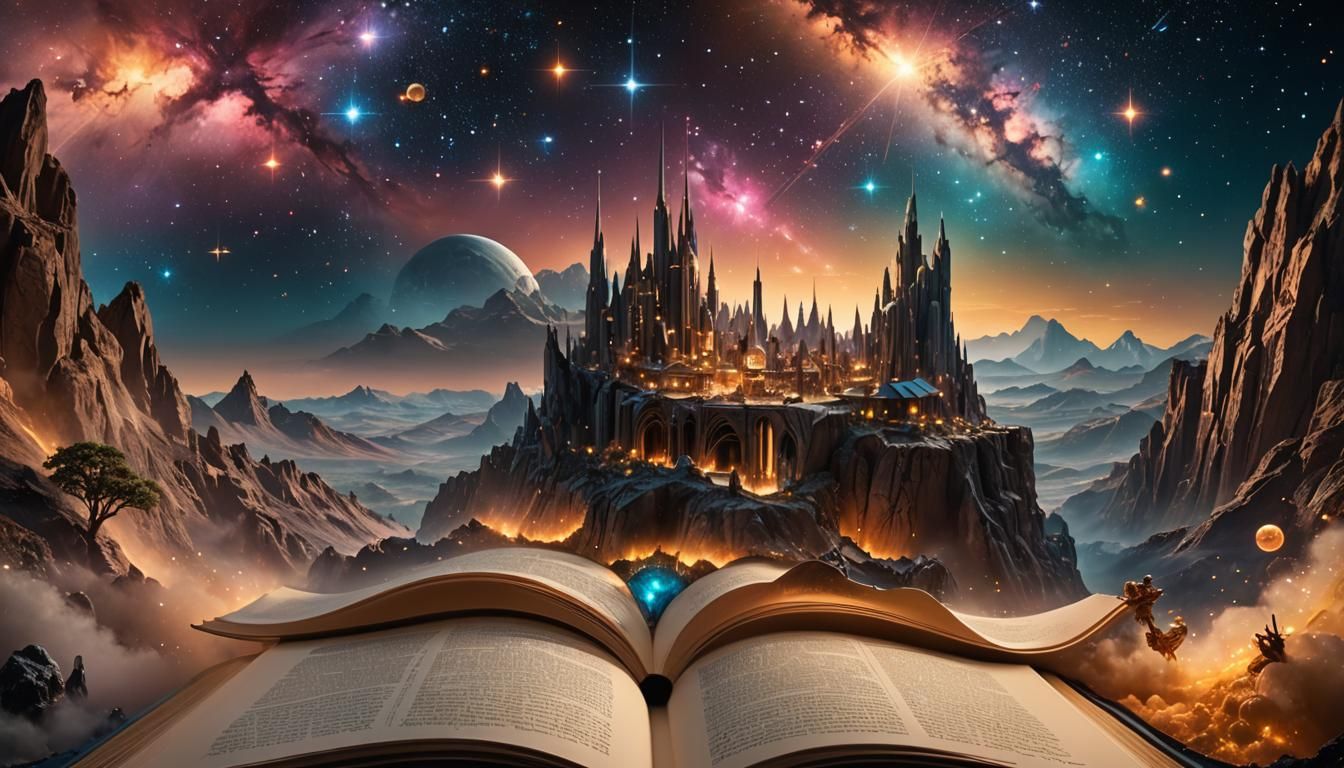 Sci-Fi World Emerges from Book in Digital Painting