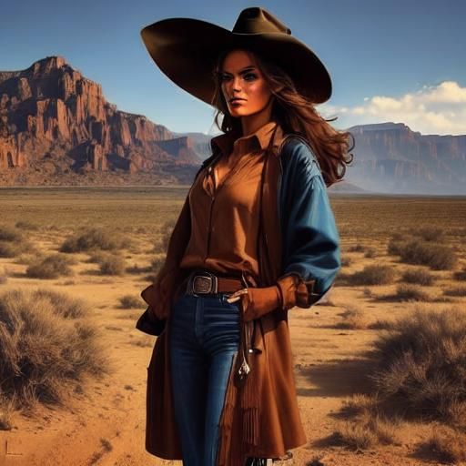 Lone Woman in Western Town: Cinematic Still