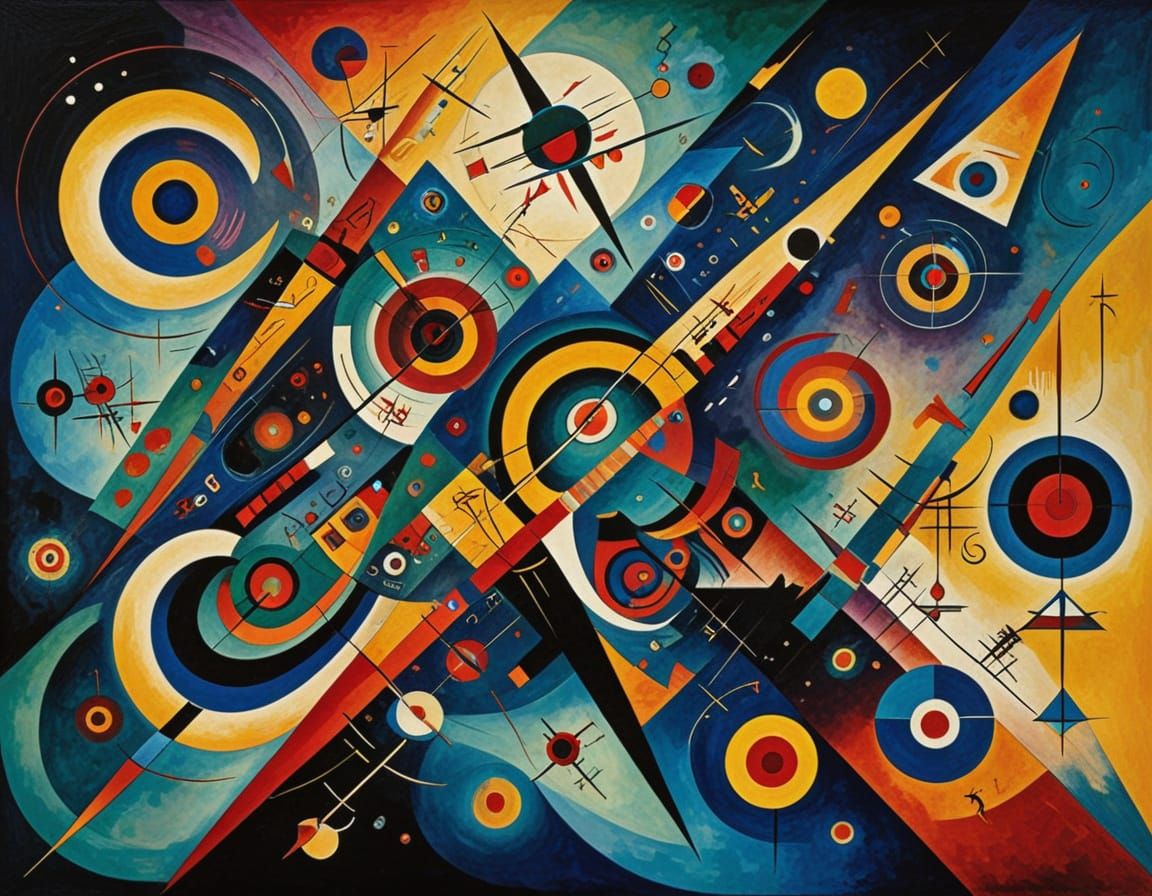 Vibrant Geoglyphs in Synchromist Style Inspired by Kandinsky...