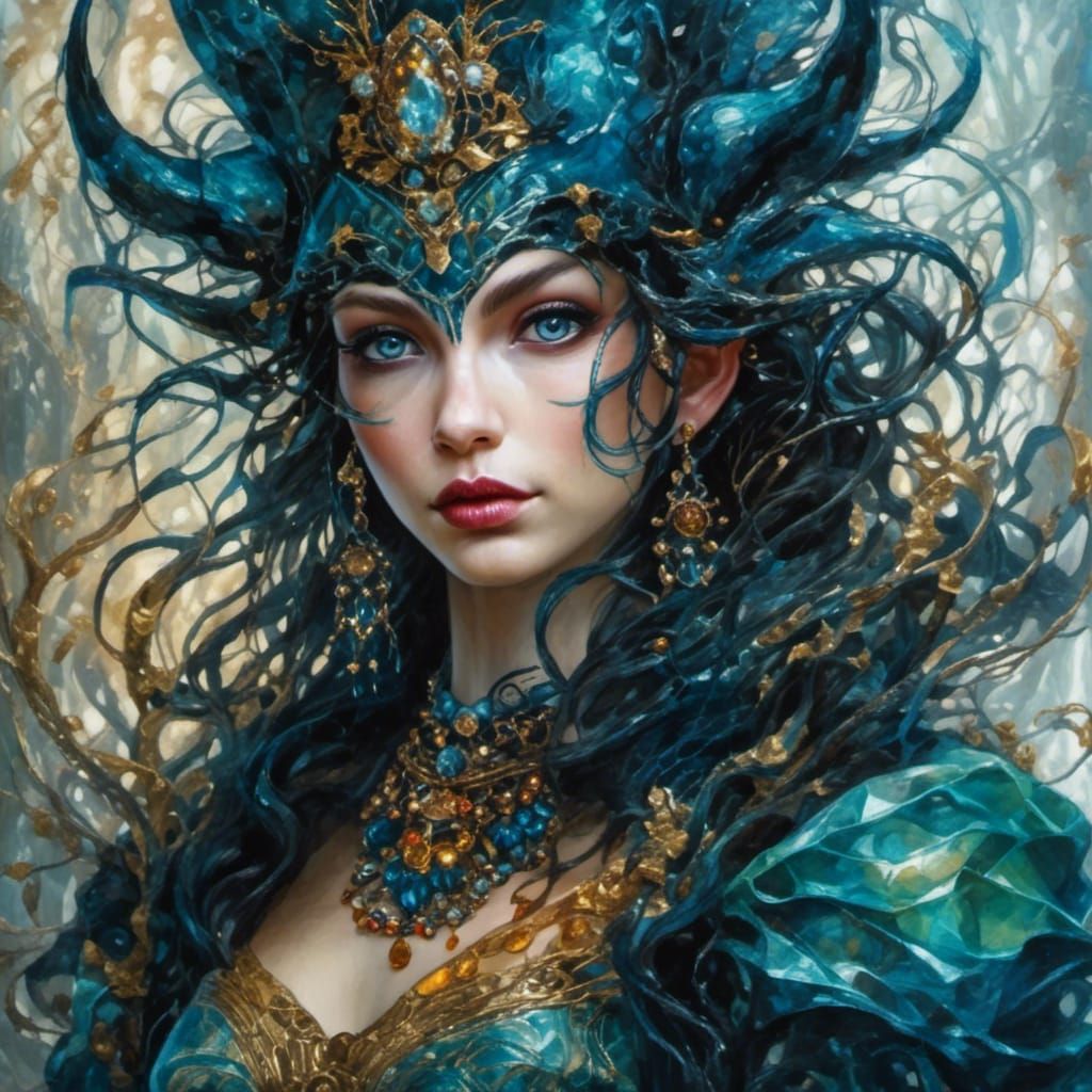 Ethereal Elven Mystic in Alcohol Ink Style