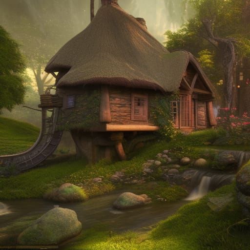 Fantastical Cottage in Forest Concept Art