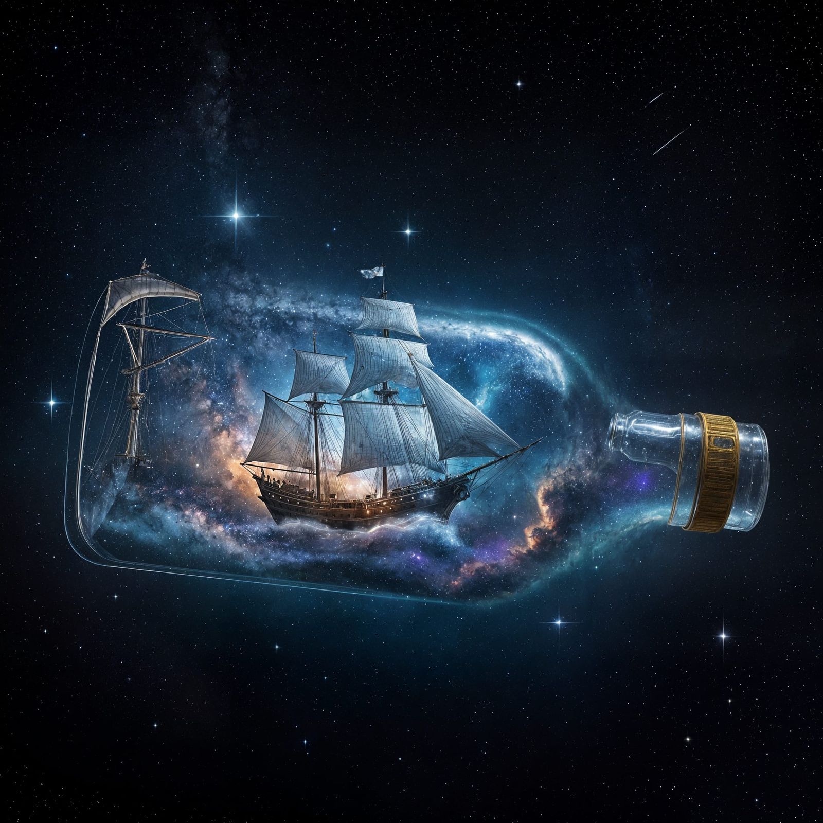 Starlight Ship in Cosmic Bottle