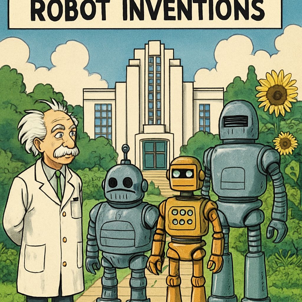 Dr. Rocket's Robot Inventions in Art Deco Style