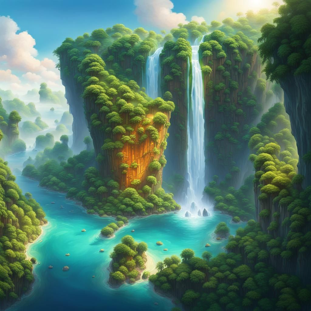 Vibrant Island Floating in Sky as Splash Art