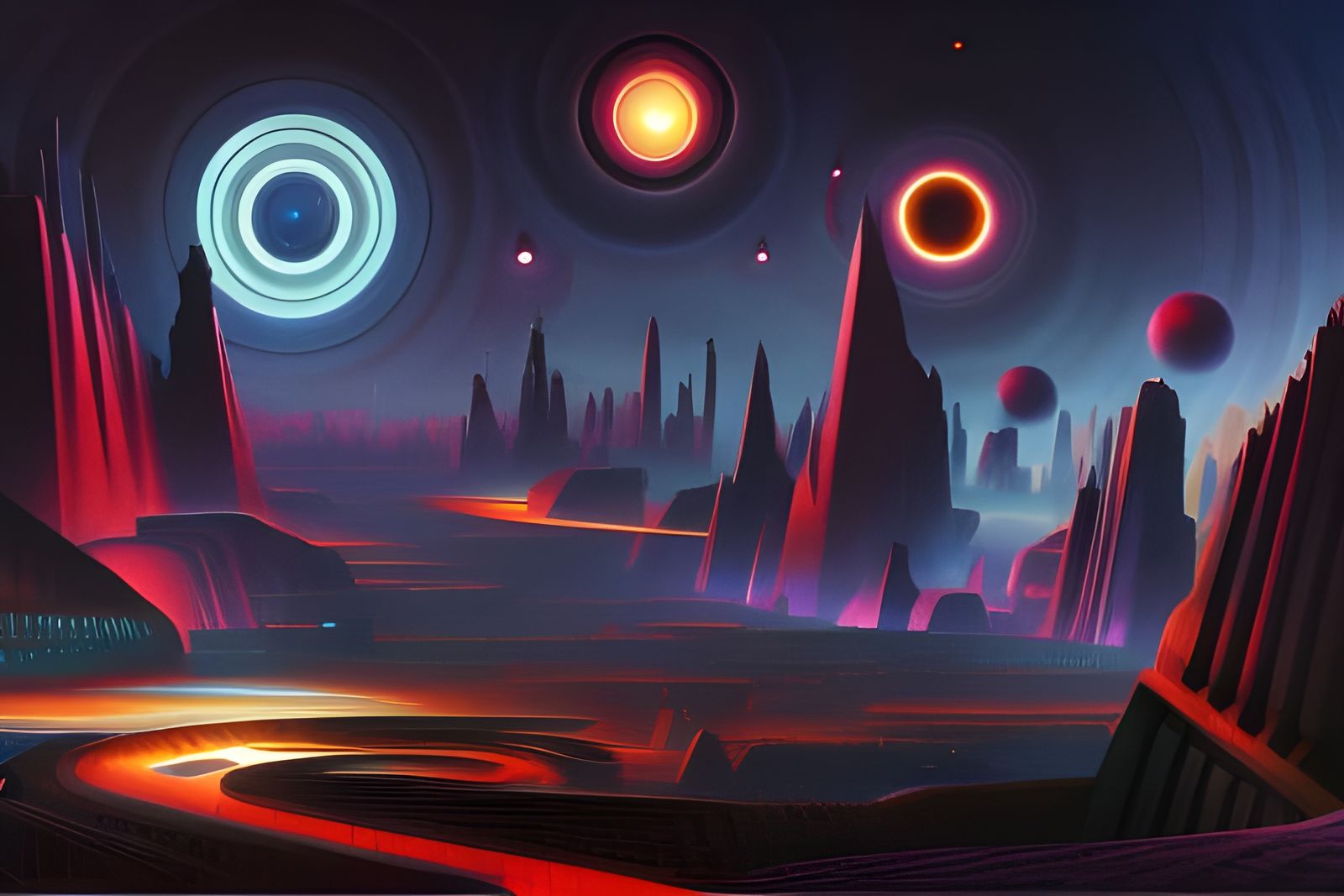Cubist Cyberpunk Cityscape: Digital Sci-Fi Art