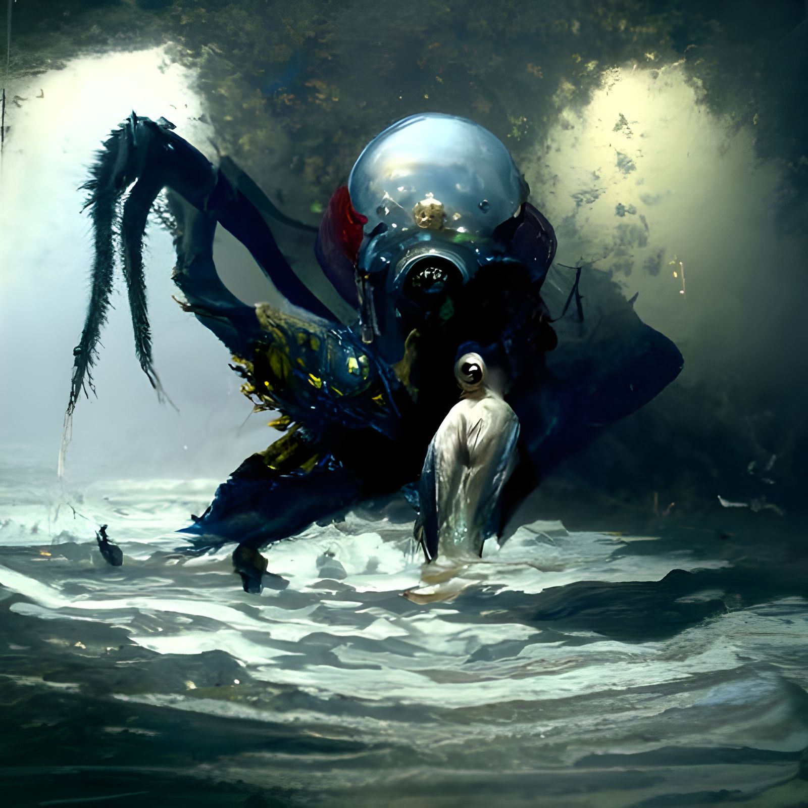 Horrific Ocean Creature in Gothic Horror Style