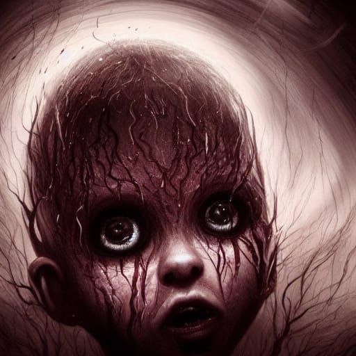 Ethereal Horror Child Hides in Darkness