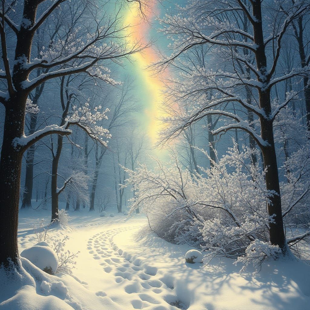 Resilient Trees in Winter Storm, Mixed Media