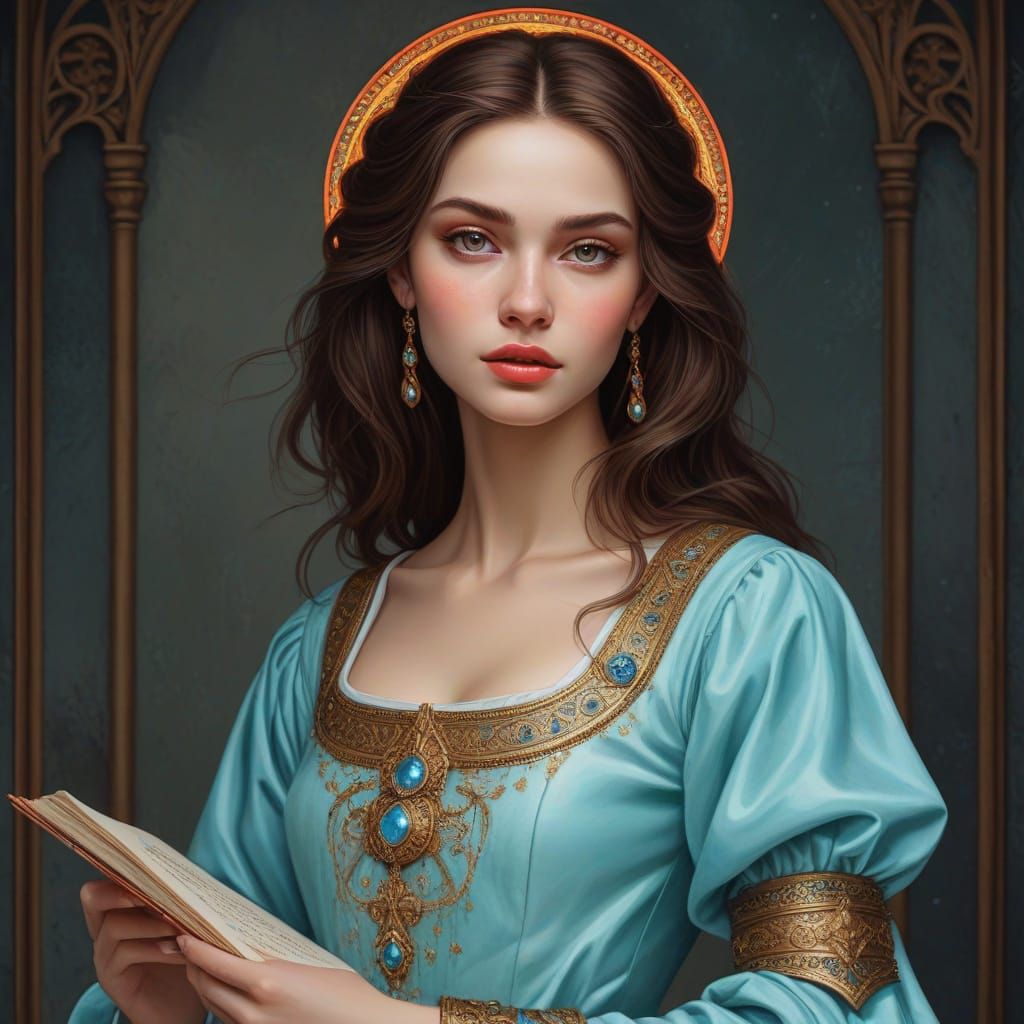 Neon Medieval Icon: Mixed Media Stardust Art