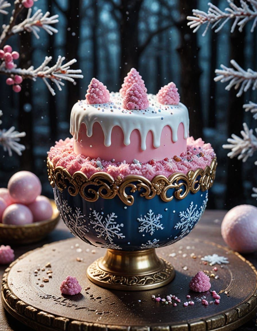 Magical Pink City Cake in Porcelain Cup