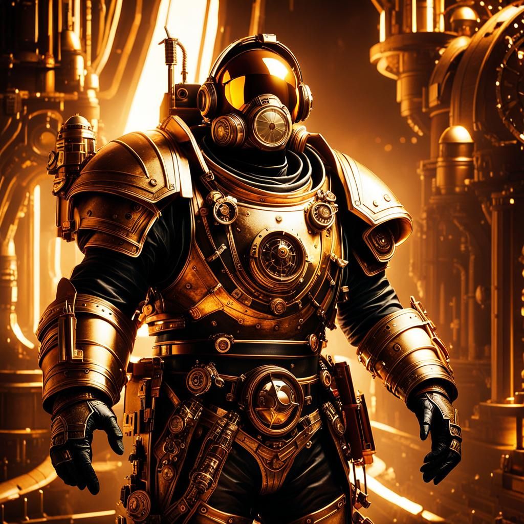 Dwarven Astronaut in Steampunk Spacesuit: Cinematic Film Sti...