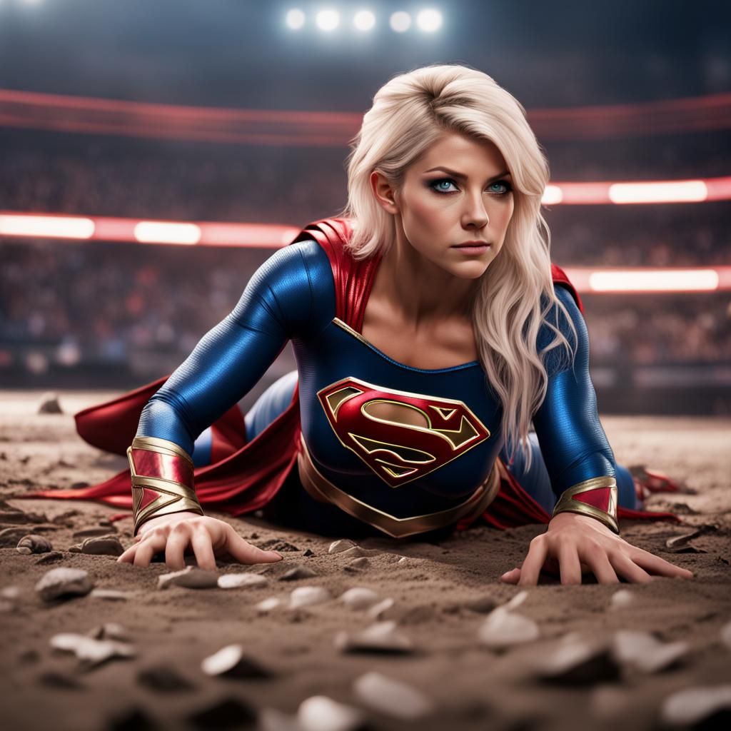 Supergirl Defeated: Detailed Matte Painting in 8K
