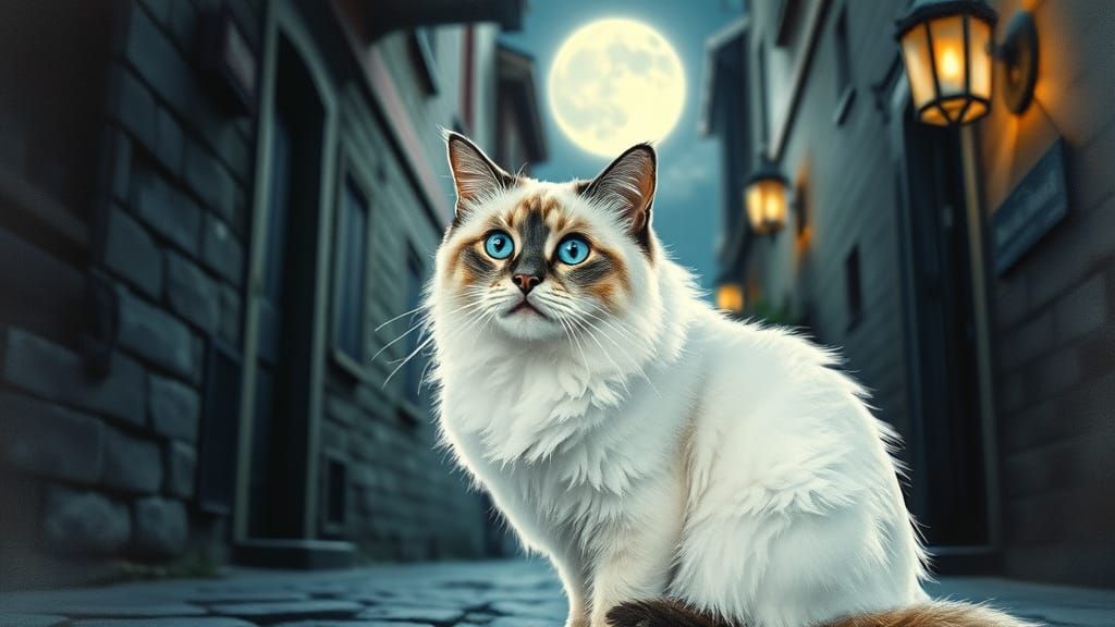 Cat in Alleyway: Beatrix Potter Watercolor Style