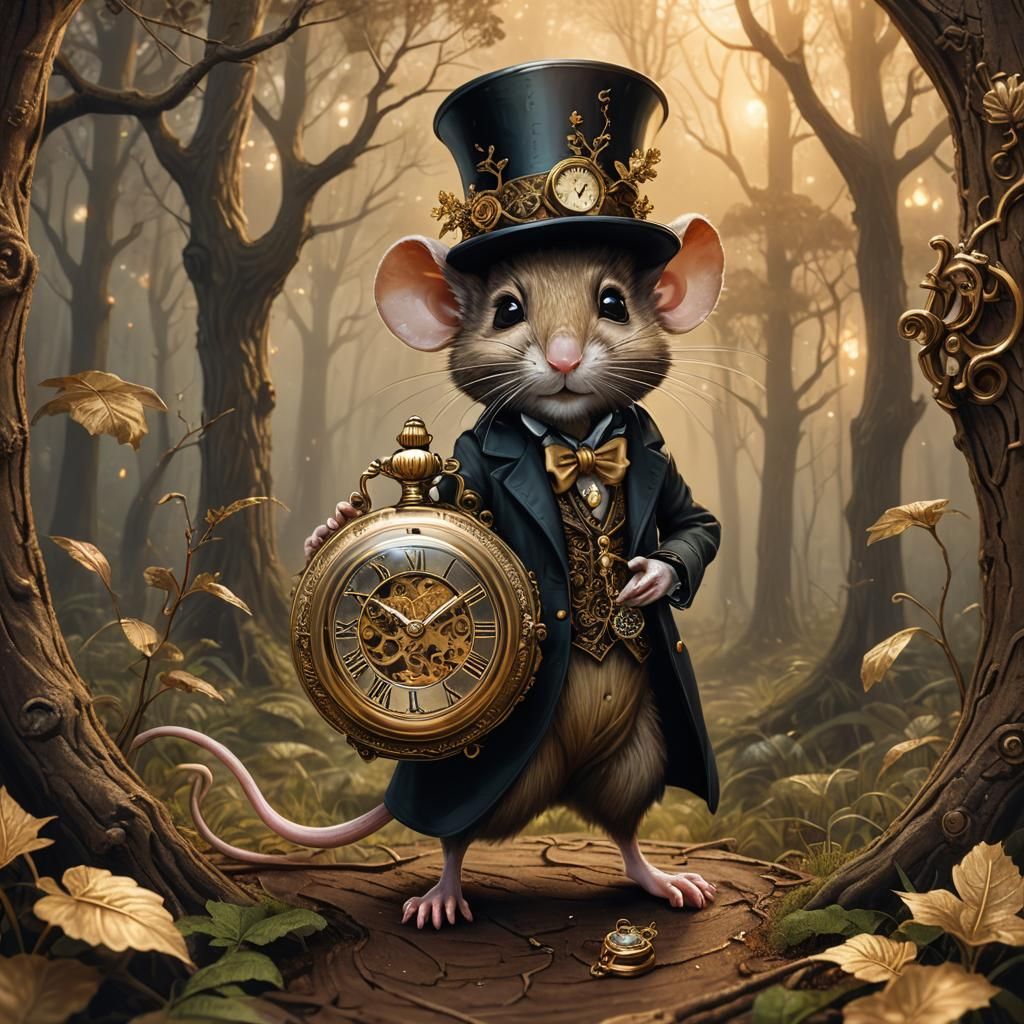 Mouse in Top Hat in Mystical Forest Concept Art