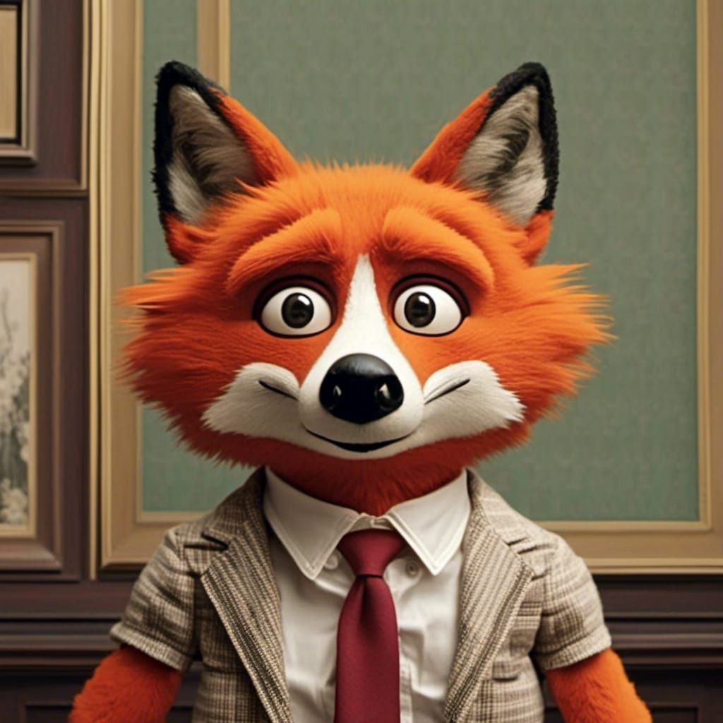 Unimpressed Fox Muppet in Cartoon Style