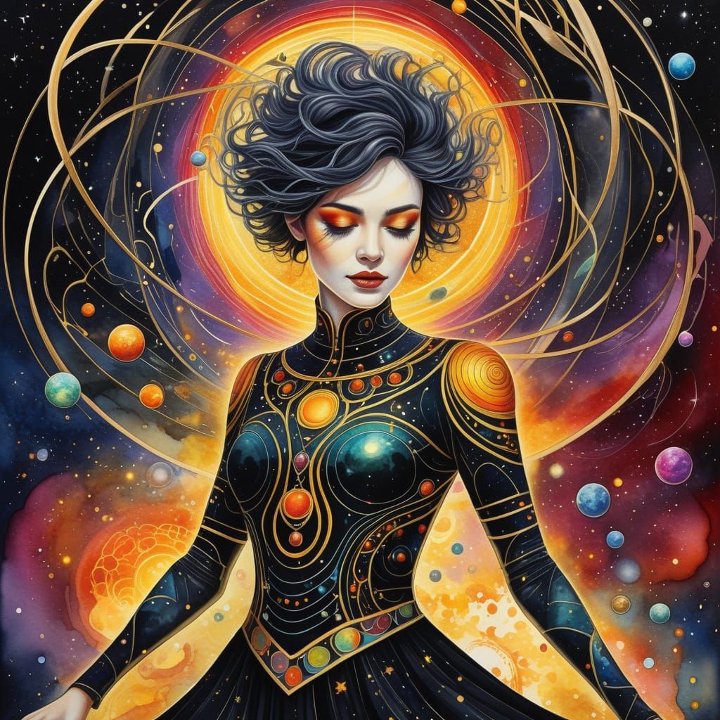 Ethereal Goddess in Cosmic Dance