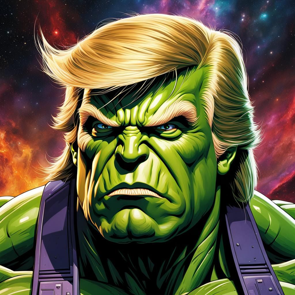 Donald Trump as The Hulk in a Star Wars spaceship