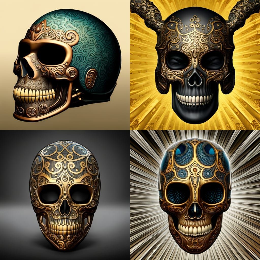 Steampunk Skull Helmet with Mokume Gane Detail