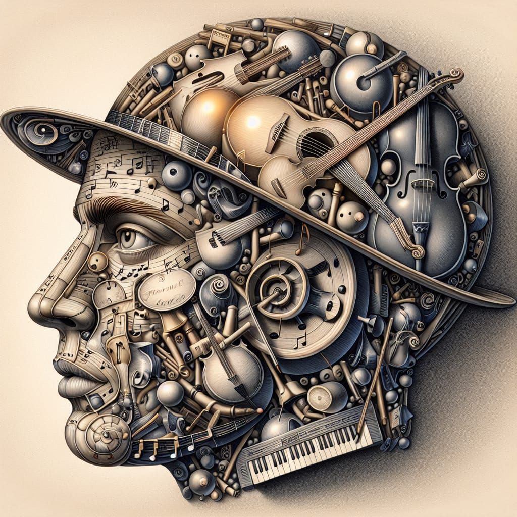 Surreal Musical Face in Renaissance Style