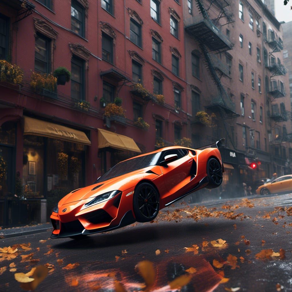 Toyota Supra Jumps Off Building in New York