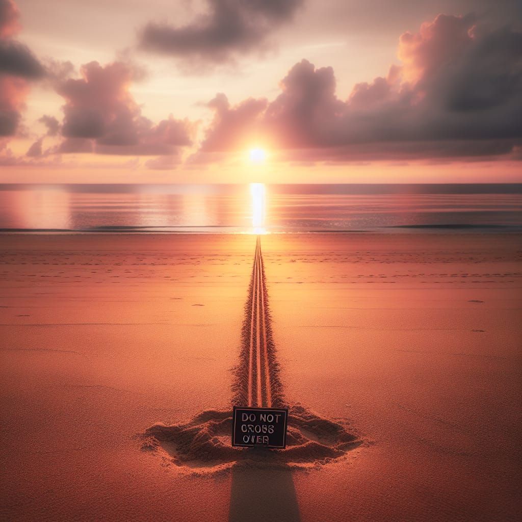 Sunrise Beach Divided by Line in Sand