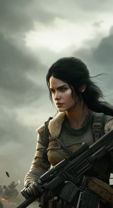 Post-Apocalyptic Warrior Girl in Hyperrealistic Digital Art