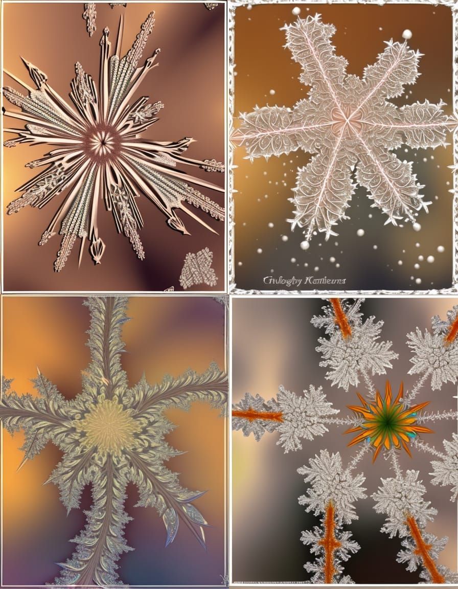 Winter Flower with Fractal Hoarfrost Crystals