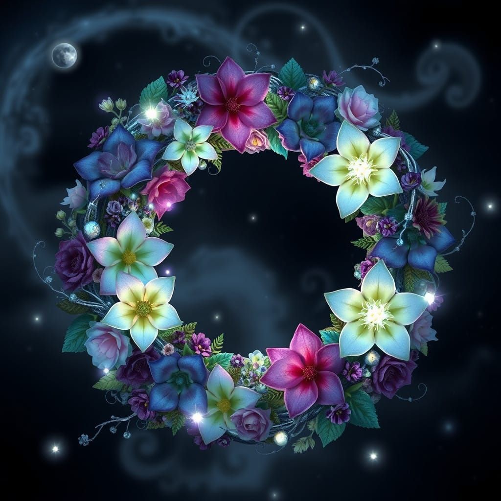 Ethereal Galaxy Wreath in Celestial Bloom Style