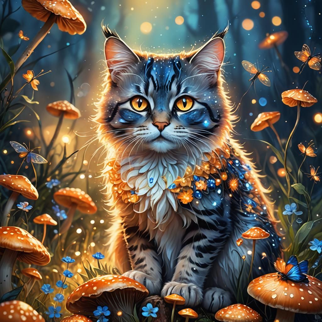 Magic Cat in Dreamlike Fantasy Art